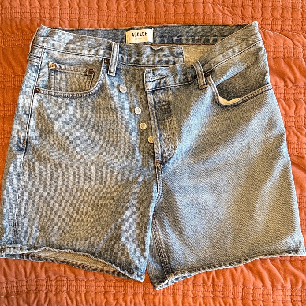 Agolde Light Blue Jean Shorts